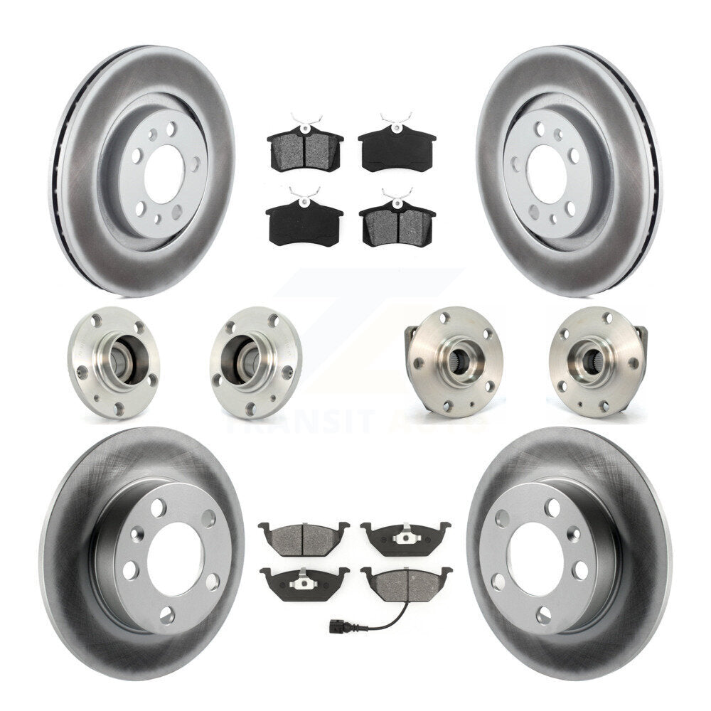 Front Rear Hub Bearing Coated Disc Brake Rotor & Pads Kit (10Pc) For Volkswagen Golf City KBB-111968