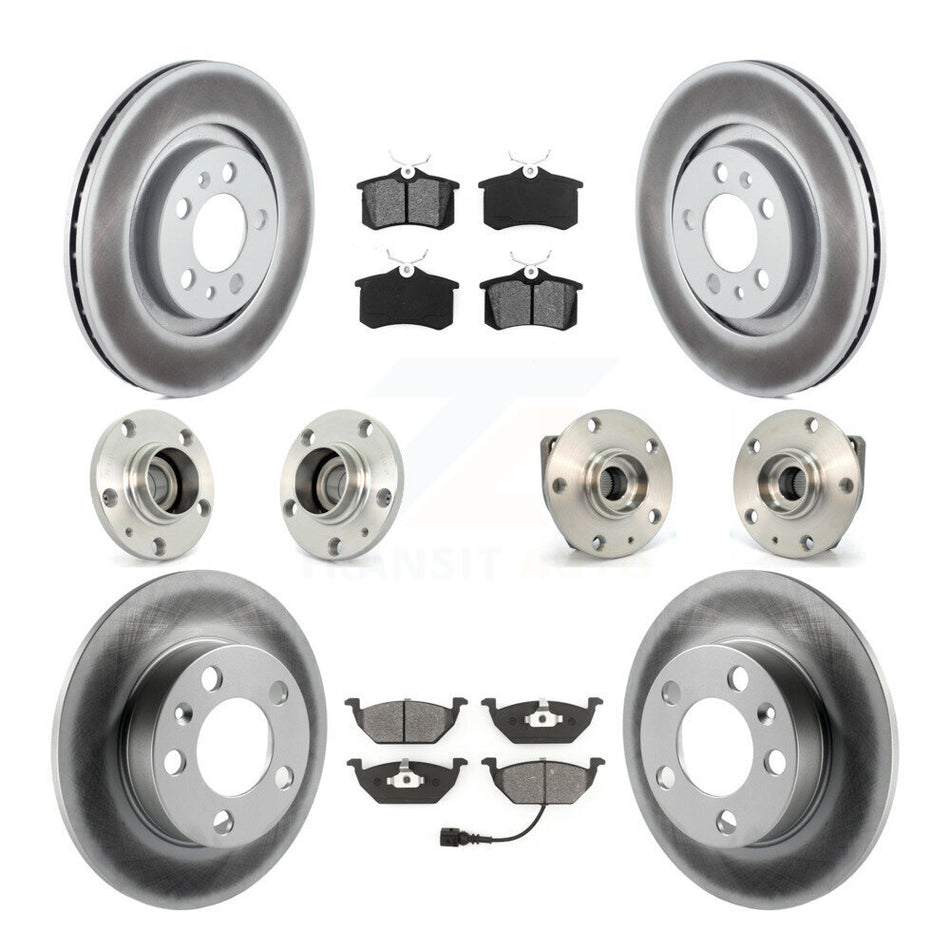 Front Rear Hub Bearing Coated Disc Brake Rotor & Pads Kit (10Pc) For Volkswagen Golf City KBB-111968