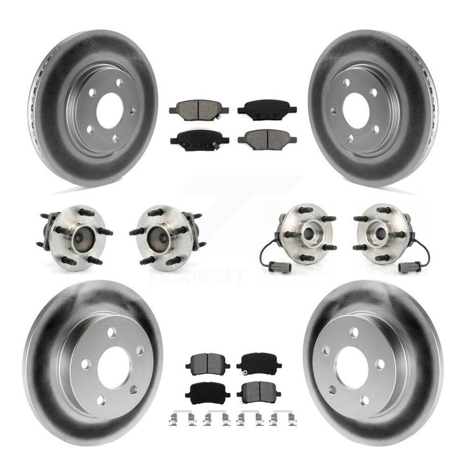 Front Rear Hub Bearings Assembly Coated Disc Brake Rotors And Semi-Metallic Pads Kit (10Pc) For Chevrolet Cobalt Saturn Ion With 5 Lug Wheels KBB-112004