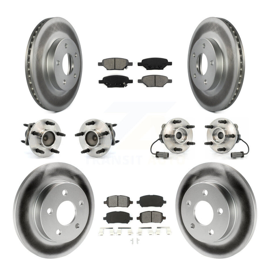 Front Rear Hub Bearings Assembly Coated Disc Brake Rotors And Semi-Metallic Pads Kit (10Pc) For 2007-2010 Pontiac G5 With Drum Brakes 5 Lug Wheels KBB-112005