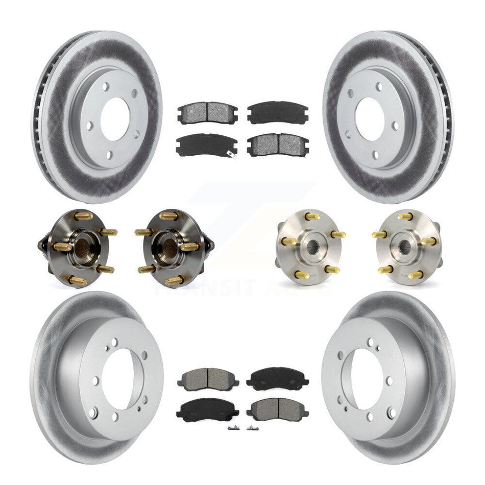 Front Rear Hub Bearings Assembly Coated Disc Brake Rotors And Semi-Metallic Pads Kit (10Pc) For 2005 Mitsubishi Eclipse rear brakes with 4-Wheel ABS KBB-112009