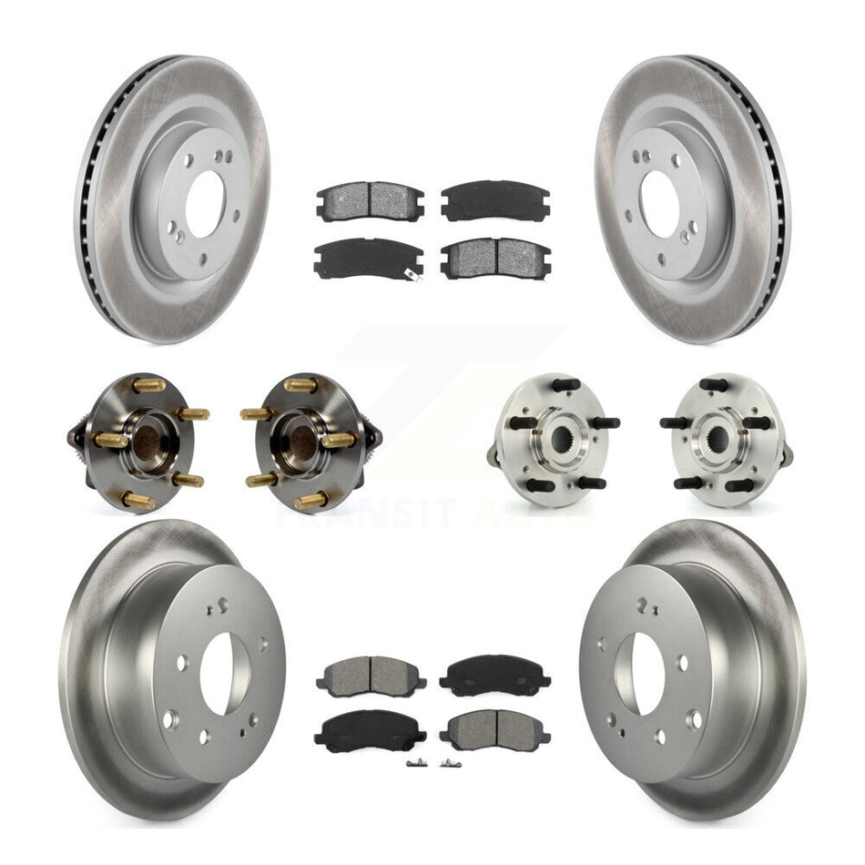Front Rear Hub Bearings Assembly Coated Disc Brake Rotors And Semi-Metallic Pads Kit (10Pc) For Mitsubishi Galant Eclipse KBB-112013
