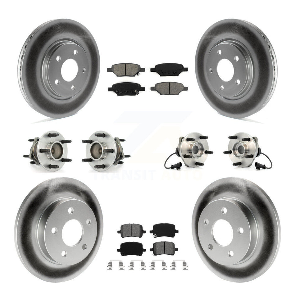 Front Rear Hub Bearings Assembly Coated Disc Brake Rotors And Semi-Metallic Pads Kit (10Pc) For Chevrolet Malibu HHR Pontiac G6 KBB-112015