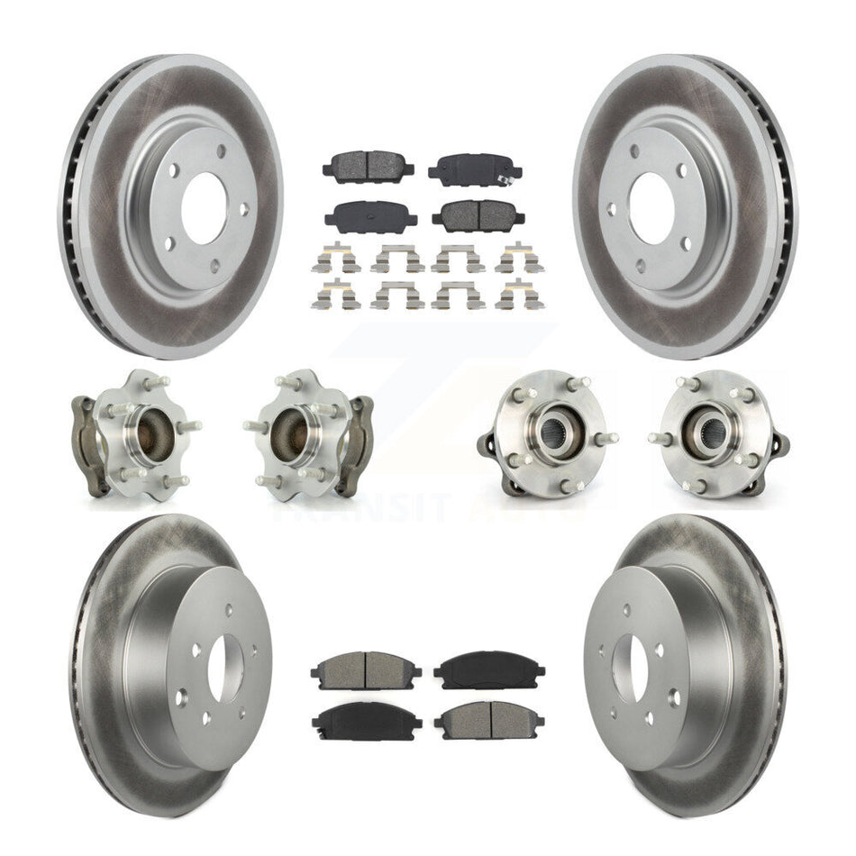 Front Rear Hub Bearings Assembly Coated Disc Brake Rotors And Semi-Metallic Pads Kit (10Pc) For 2004-2009 Nissan Quest KBB-112022