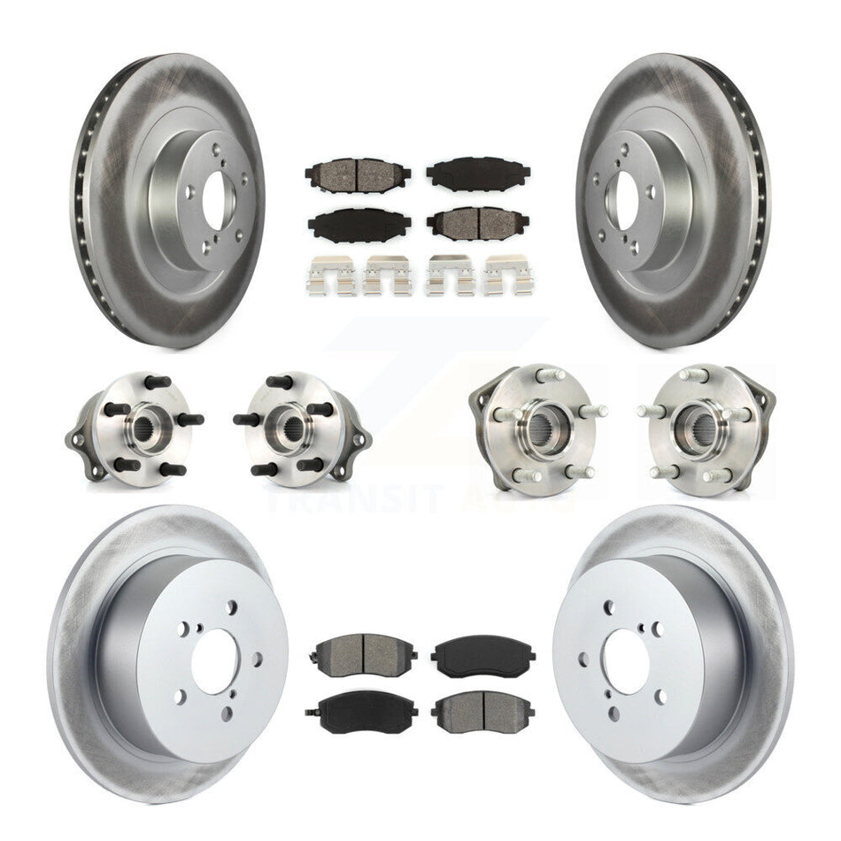 Front Rear Hub Bearings Assembly Coated Disc Brake Rotors And Semi-Metallic Pads Kit (10Pc) For 2005-2005 Subaru Outback Legacy KBB-112025