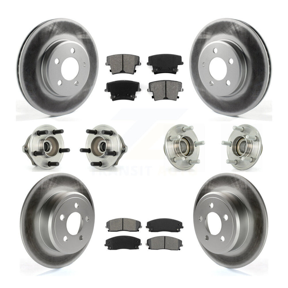 Front Rear Hub Bearings Assembly Coated Disc Brake Rotors And Semi-Metallic Pads Kit (10Pc) For Chrysler 300 Dodge Charger Magnum KBB-112030