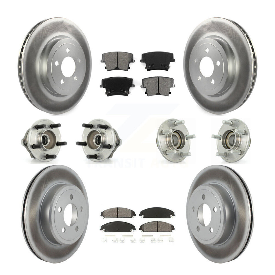 Front Rear Hub Bearings Assembly Coated Disc Brake Rotors And Semi-Metallic Pads Kit (10Pc) For Chrysler 300 Dodge Charger Magnum KBB-112031