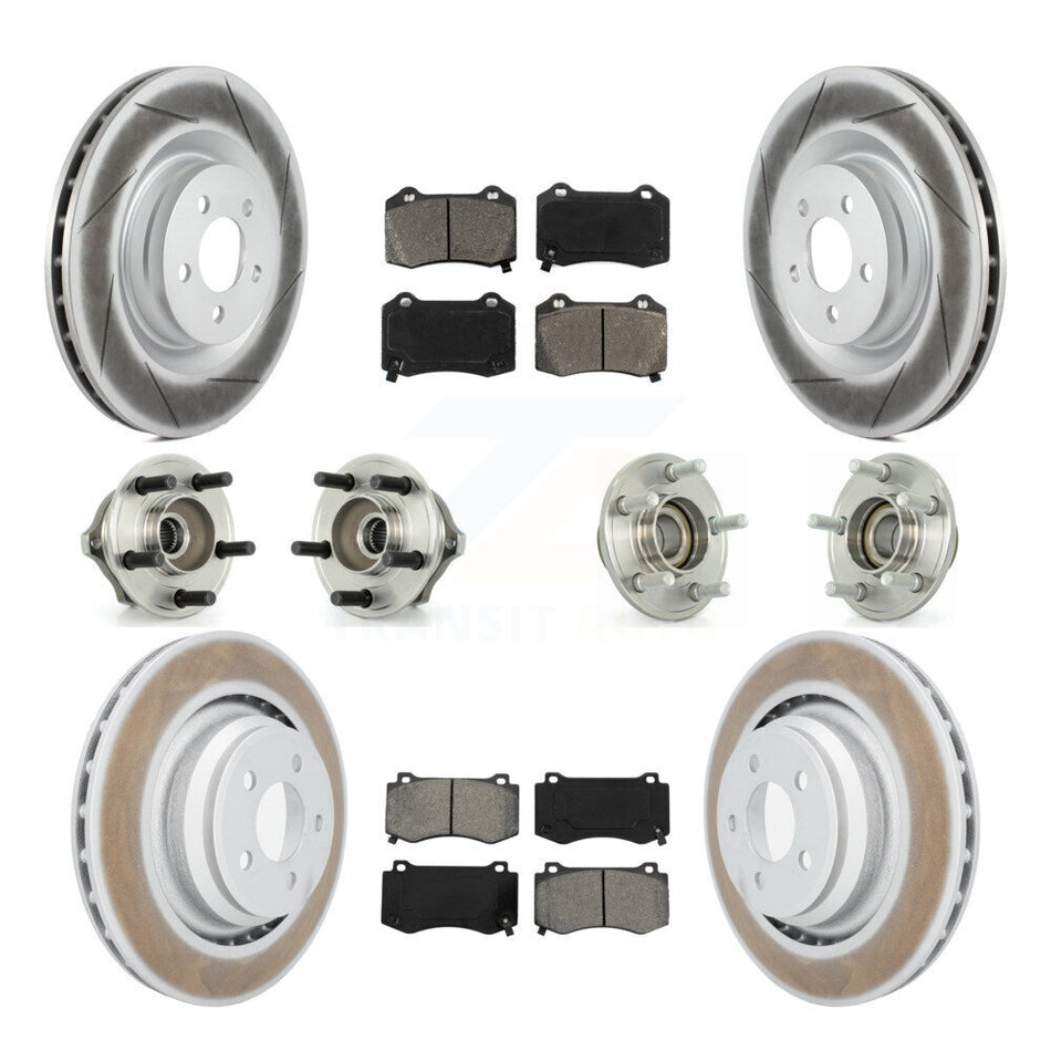 Front Rear Hub Bearings Assembly Coated Disc Brake Rotors And Semi-Metallic Pads Kit (10Pc) For Chrysler 300 Dodge Charger Magnum KBB-112033