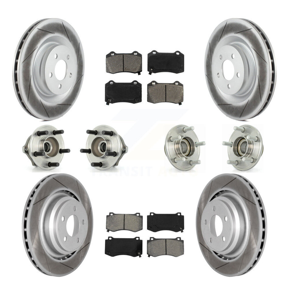 Front Rear Hub Bearings Assembly Coated Disc Brake Rotors And Semi-Metallic Pads Kit (10Pc) For Chrysler 300 Dodge Charger Magnum KBB-112034