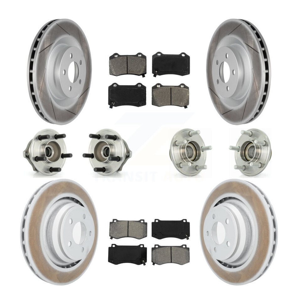 Front Rear Hub Bearings Assembly Coated Disc Brake Rotors And Semi-Metallic Pads Kit (10Pc) For Chrysler 300 Dodge Charger Magnum KBB-112035