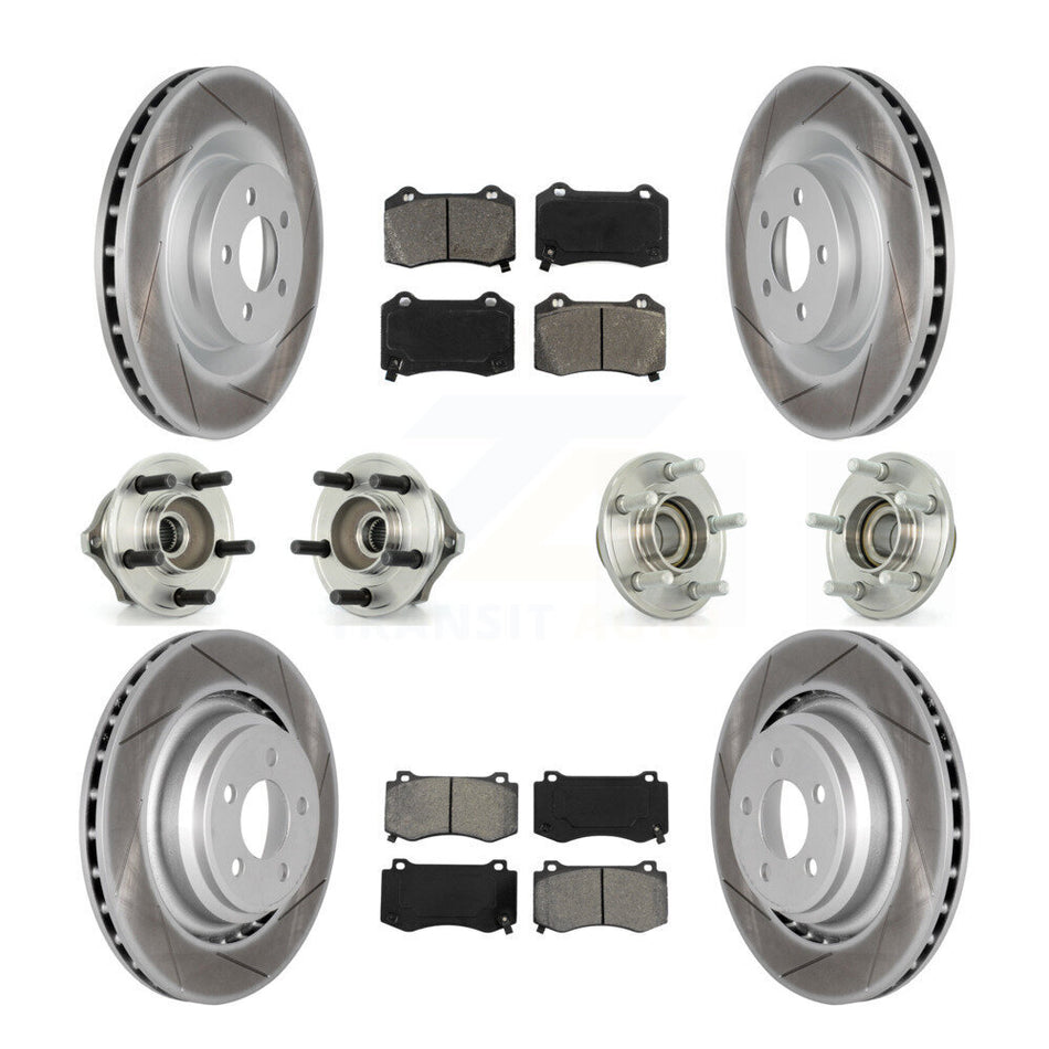 Front Rear Hub Bearings Assembly Coated Disc Brake Rotors And Semi-Metallic Pads Kit (10Pc) For Chrysler 300 Dodge Charger Magnum KBB-112036