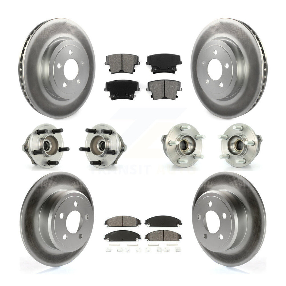 Front Rear Hub Bearings Assembly Coated Disc Brake Rotors And Semi-Metallic Pads Kit (10Pc) For 2005-2006 Chrysler 300 AWD with 3.5L KBB-112038