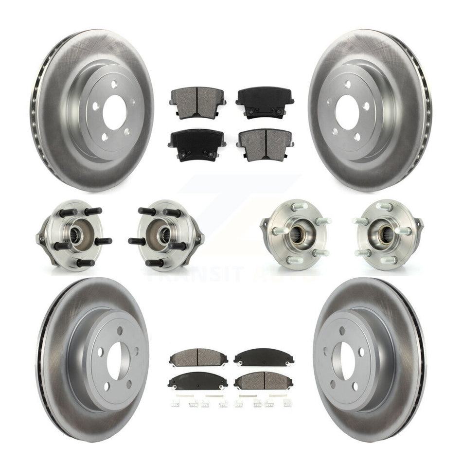 Front Rear Hub Bearings Assembly Coated Disc Brake Rotors And Semi-Metallic Pads Kit (10Pc) For Chrysler 300 Dodge Charger Magnum KBB-112039