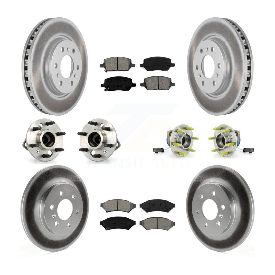 Front Rear Hub Bearings Coated Disc Brake Rotors And Semi-Metallic Pads Kit (10Pc) For Chevrolet Uplander Pontiac Montana Buick Terraza Saturn Relay 4 Hole Rectangular Flange KBB-112045
