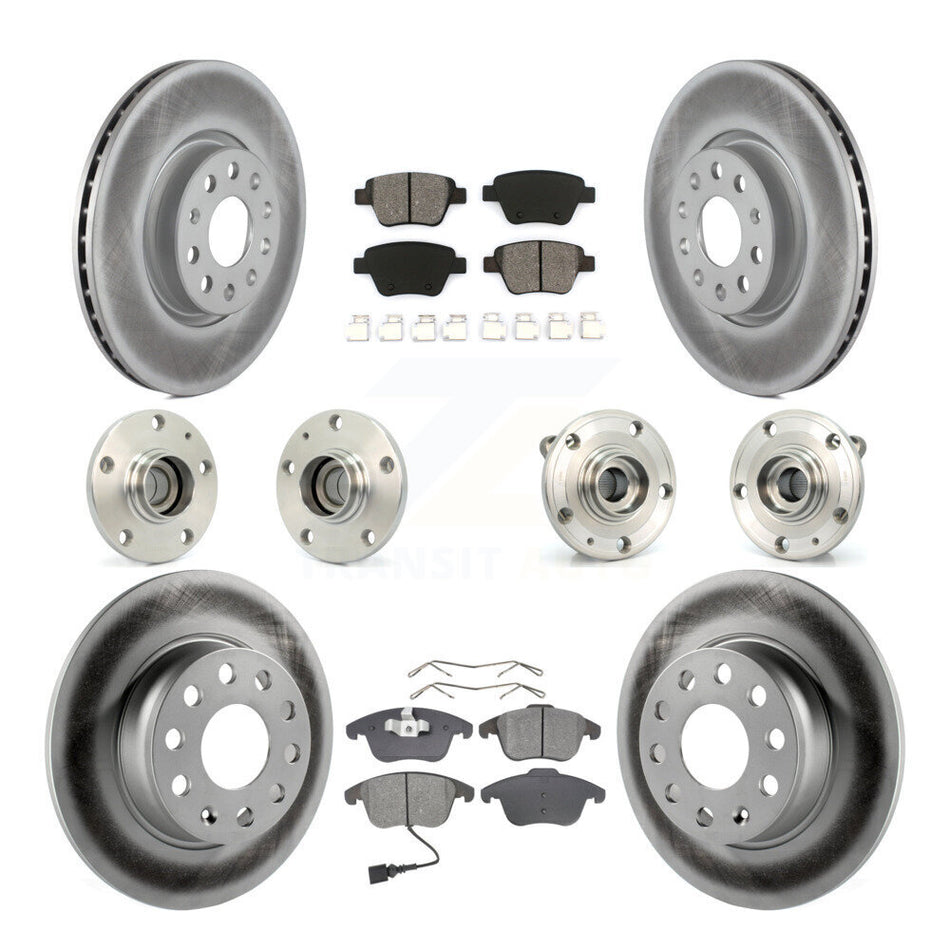 Front Rear Hub Bearings Assembly Coated Disc Brake Rotors And Semi-Metallic Pads Kit (10Pc) For Volkswagen Passat KBB-112060