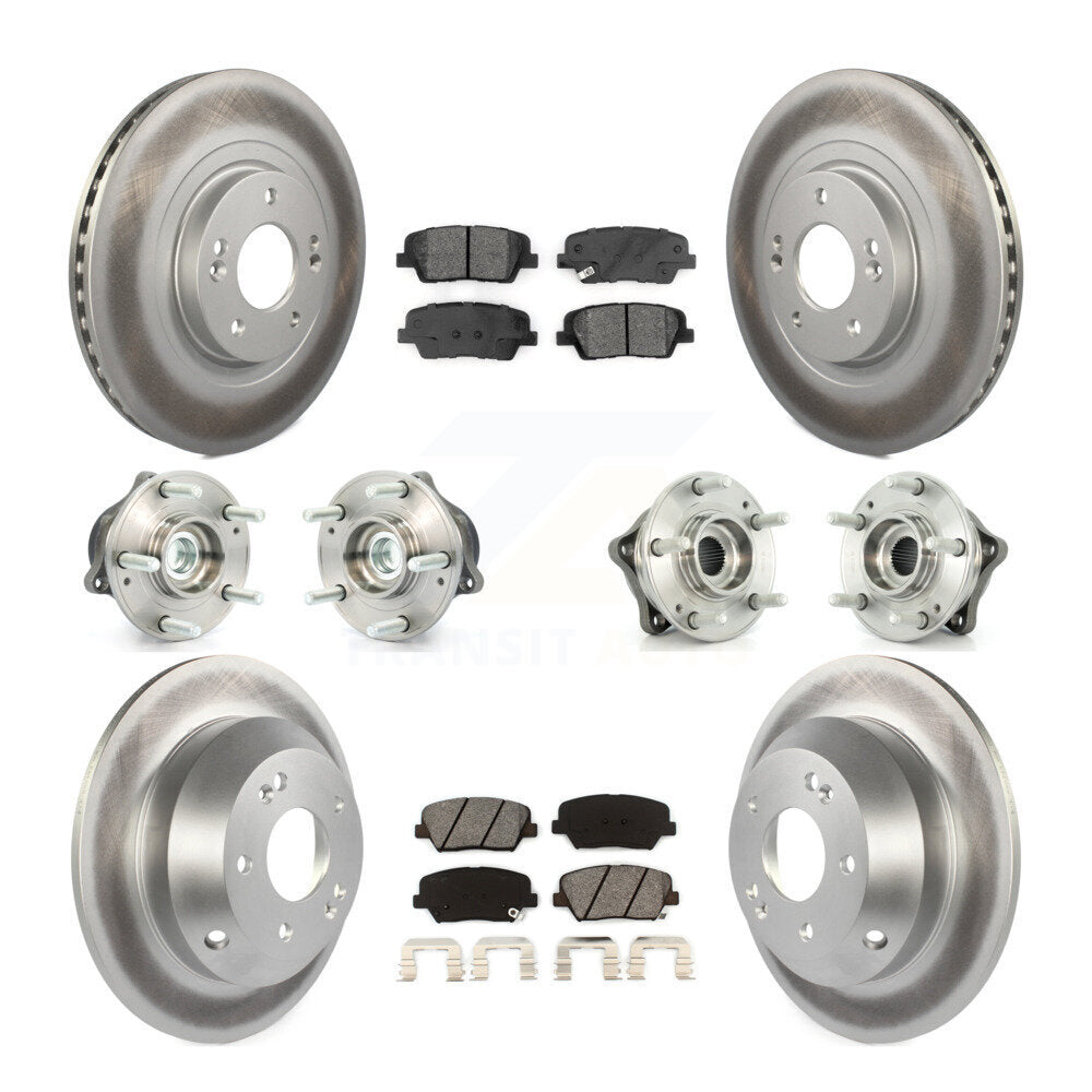 Front Rear Hub Bearing Coated Brake Rotor & Pads Kit (10Pc) For 2014-2015 Kia Sorento FWD KBB-112074