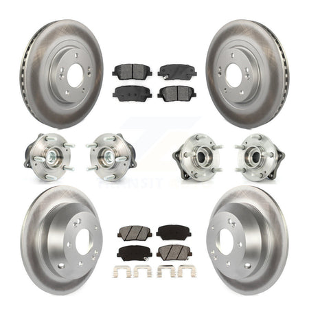 Front Rear Hub Bearing Coated Brake Rotor & Pads Kit (10Pc) For 2014-2015 Kia Sorento FWD KBB-112074
