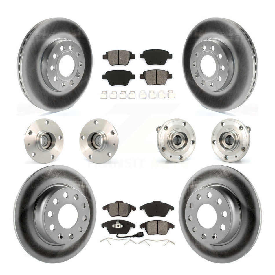 Front Rear Hub Bearings Assembly Coated Disc Brake Rotors And Semi-Metallic Pads Kit (10Pc) For Volkswagen Beetle KBB-112088