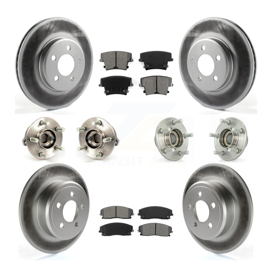 Front Rear Hub Bearings Assembly Coated Disc Brake Rotors And Semi-Metallic Pads Kit (10Pc) For Dodge Charger Chrysler 300 Challenger KBB-112117