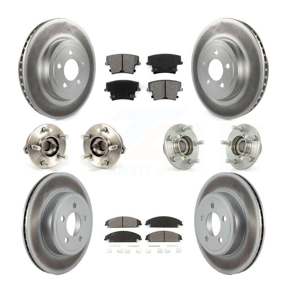 Front Rear Hub Bearings Assembly Coated Disc Brake Rotors And Semi-Metallic Pads Kit (10Pc) For Dodge Chrysler 300 Charger Challenger KBB-112118