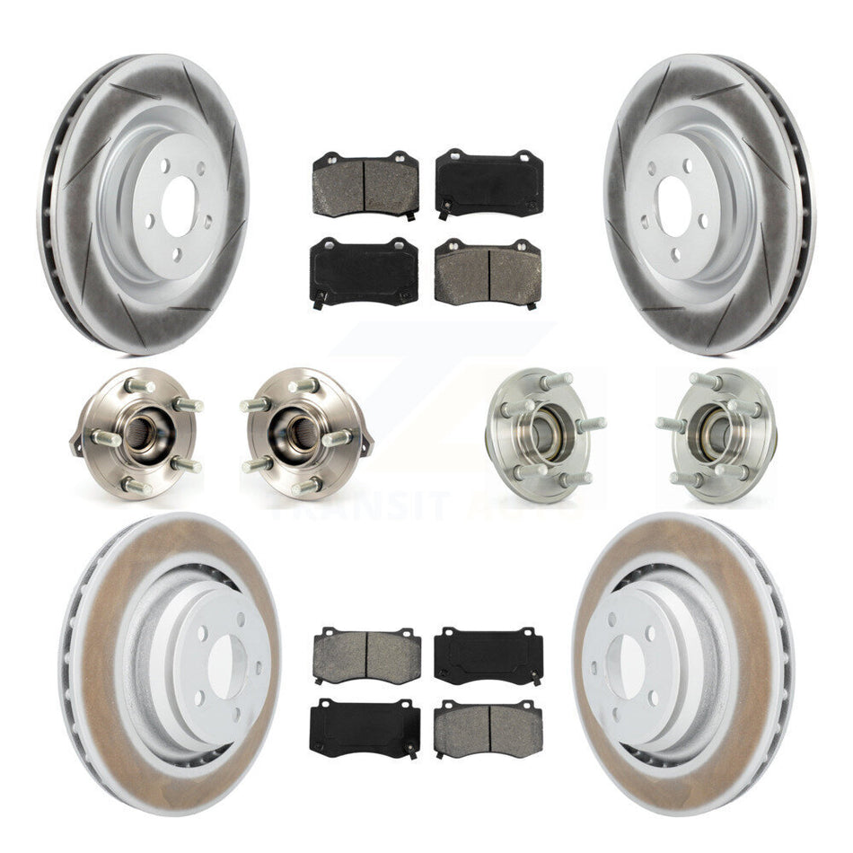 Front Rear Hub Bearings Assembly Coated Disc Brake Rotors And Semi-Metallic Pads Kit (10Pc) For Dodge Charger Chrysler 300 Challenger KBB-112120