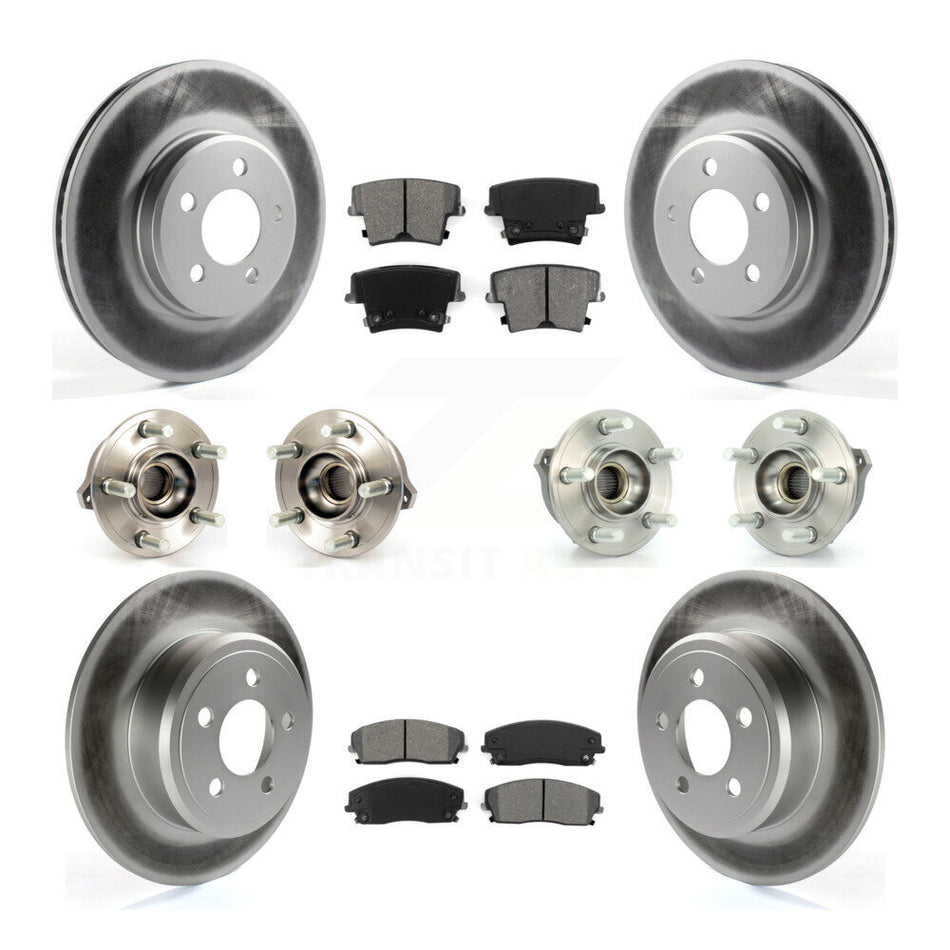 Front Rear Hub Bearings Assembly Coated Disc Brake Rotors And Semi-Metallic Pads Kit (10Pc) For Dodge Charger Chrysler 300 AWD with 2.7L KBB-112124
