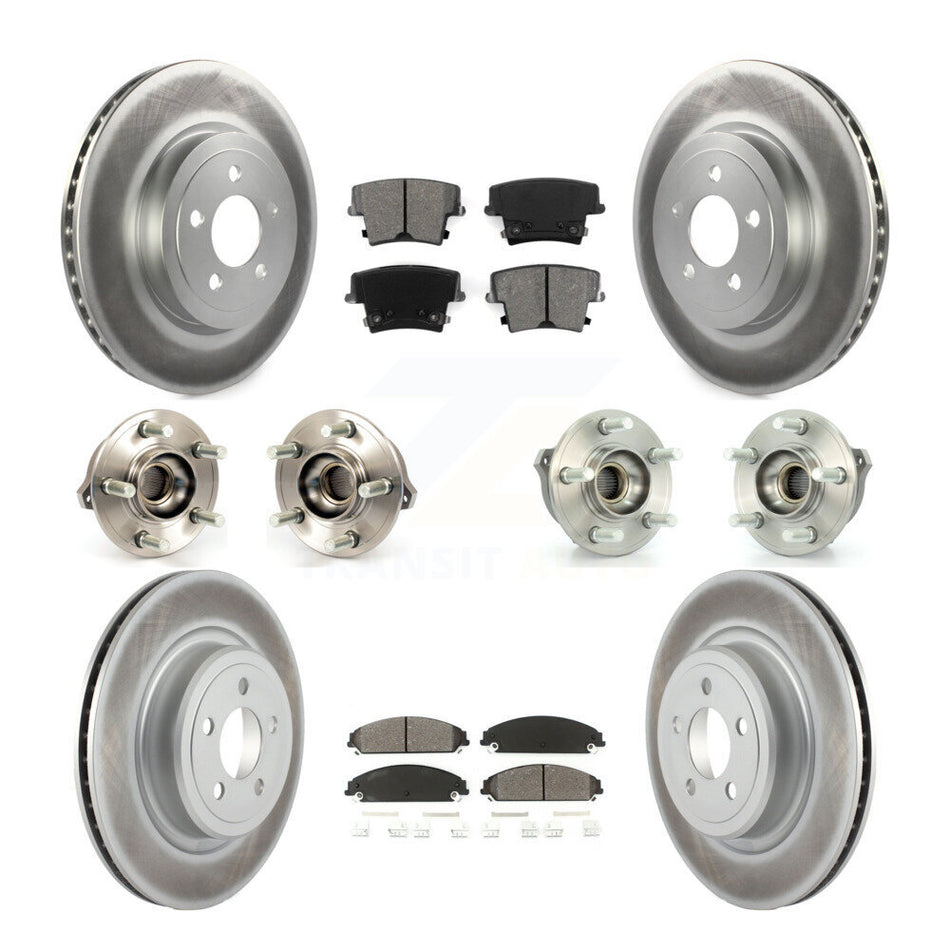 Front Rear Hub Bearings Assembly Coated Disc Brake Rotors And Semi-Metallic Pads Kit (10Pc) For Dodge Charger AWD with 5.7L With Police Package KBB-112126