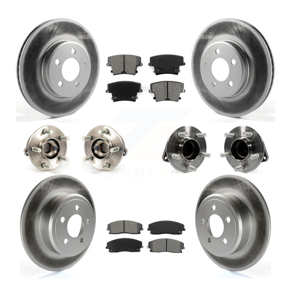 Front Rear Hub Bearings Assembly Coated Disc Brake Rotors And Semi-Metallic Pads Kit (10Pc) For Dodge Charger Chrysler 300 KBB-112127
