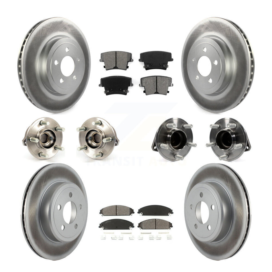 Front Rear Hub Bearings Assembly Coated Disc Brake Rotors And Semi-Metallic Pads Kit (10Pc) For Dodge Chrysler 300 Charger Challenger KBB-112128