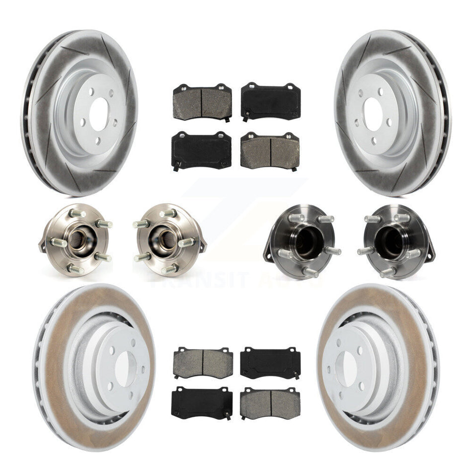 Front Rear Hub Bearings Assembly Coated Disc Brake Rotors And Semi-Metallic Pads Kit (10Pc) For 2012 Chrysler 300 SRT8 with RWD With Heavy Duty Brakes KBB-112130