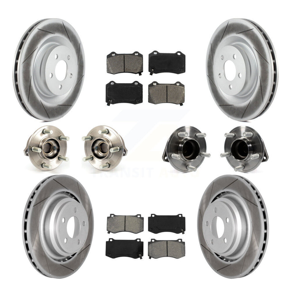 Front Rear Hub Bearings Assembly Coated Disc Brake Rotors And Semi-Metallic Pads Kit (10Pc) For 2012 Chrysler 300 SRT8 with RWD With Heavy Duty Brakes KBB-112131