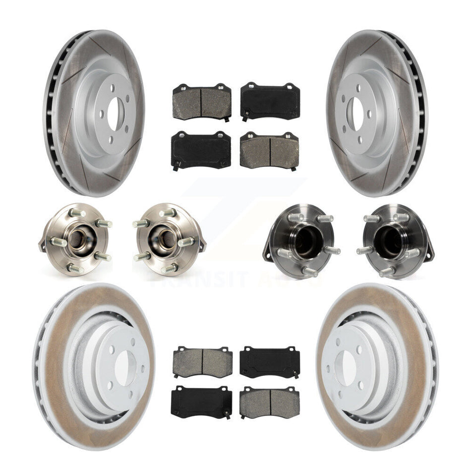 Front Rear Hub Bearings Assembly Coated Disc Brake Rotors And Semi-Metallic Pads Kit (10Pc) For 2012 Chrysler 300 SRT8 with RWD With Heavy Duty Brakes KBB-112132