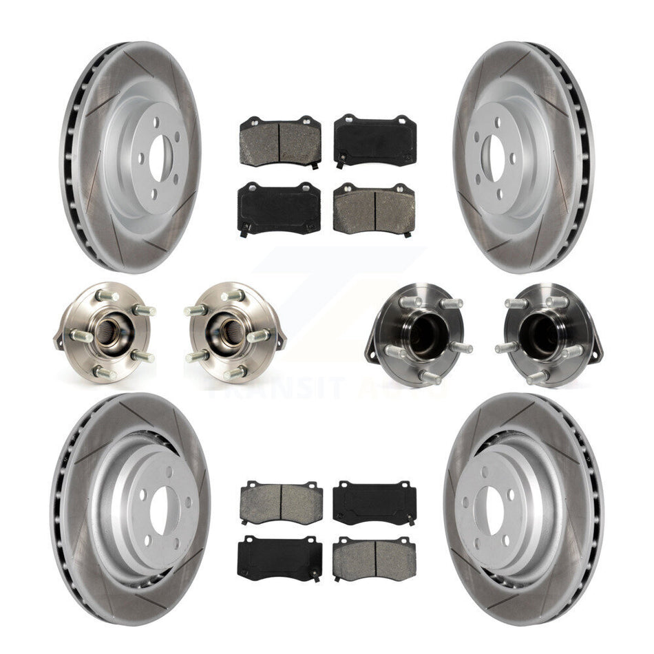 Front Rear Hub Bearings Assembly Coated Disc Brake Rotors And Semi-Metallic Pads Kit (10Pc) For 2012 Chrysler 300 SRT8 with RWD With Heavy Duty Brakes KBB-112133