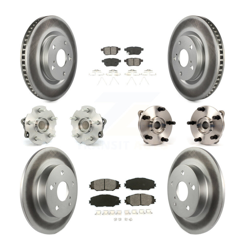 Front Rear Hub Bearings Assembly Coated Disc Brake Rotors And Semi-Metallic Pads Kit (10Pc) For 2011-2016 Scion tC Automatic transmission KBB-112136