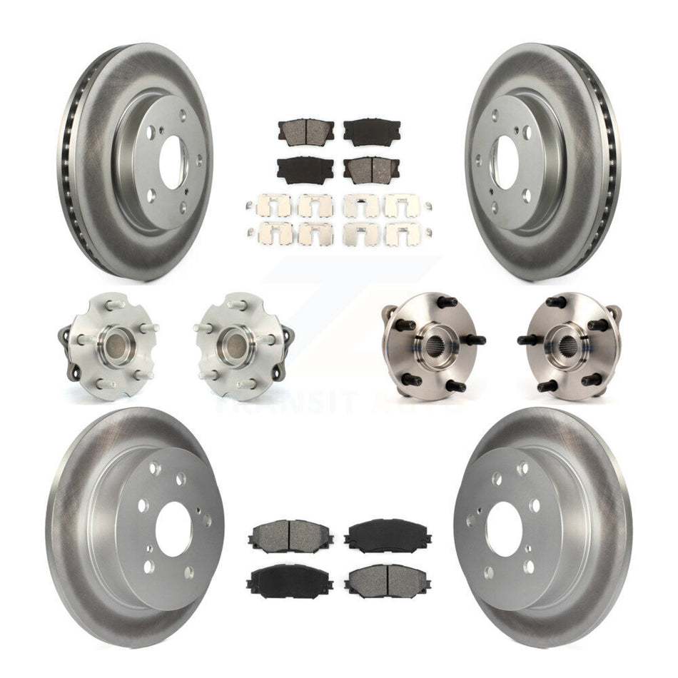 Front Rear Hub Bearings Assembly Coated Disc Brake Rotors And Semi-Metallic Pads Kit (10Pc) For Toyota RAV4 Lexus HS250h KBB-112137