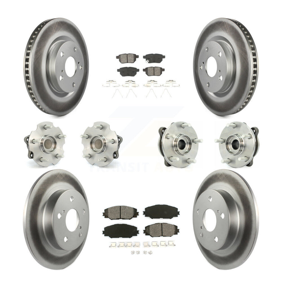 Front Rear Hub Bearings Assembly Coated Disc Brake Rotors And Semi-Metallic Pads Kit (10Pc) For 2011-2016 Scion tC Manual transmission KBB-112139