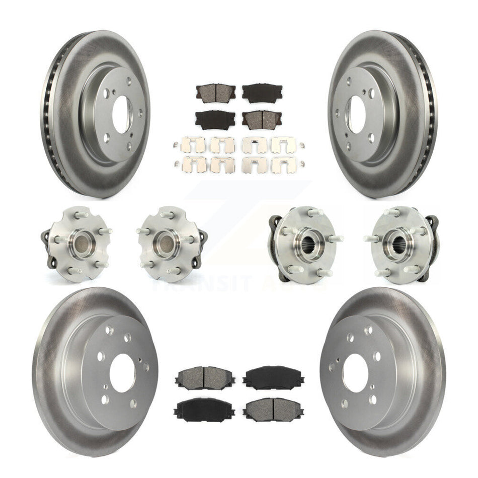 Front Rear Hub Bearings Assembly Coated Disc Brake Rotors And Semi-Metallic Pads Kit (10Pc) For 2013-2018 Toyota RAV4 LE with FWD KBB-112140