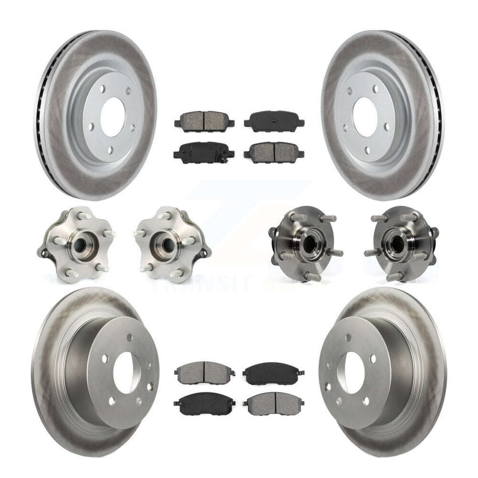 Front Rear Hub Bearings Assembly Coated Disc Brake Rotors And Semi-Metallic Pads Kit (10Pc) For Nissan Juke KBB-112143