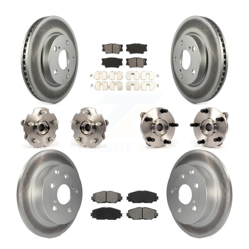 Front Rear Hub Bearings Assembly Coated Disc Brake Rotors And Semi-Metallic Pads Kit (10Pc) For Toyota RAV4 Without 3rd Row Seating KBB-112145