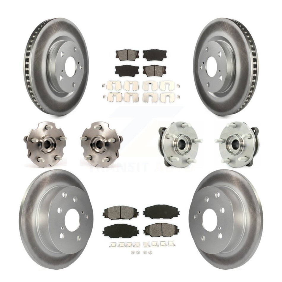 Front Rear Hub Bearings Assembly Coated Disc Brake Rotors And Semi-Metallic Pads Kit (10Pc) For Toyota RAV4 KBB-112146