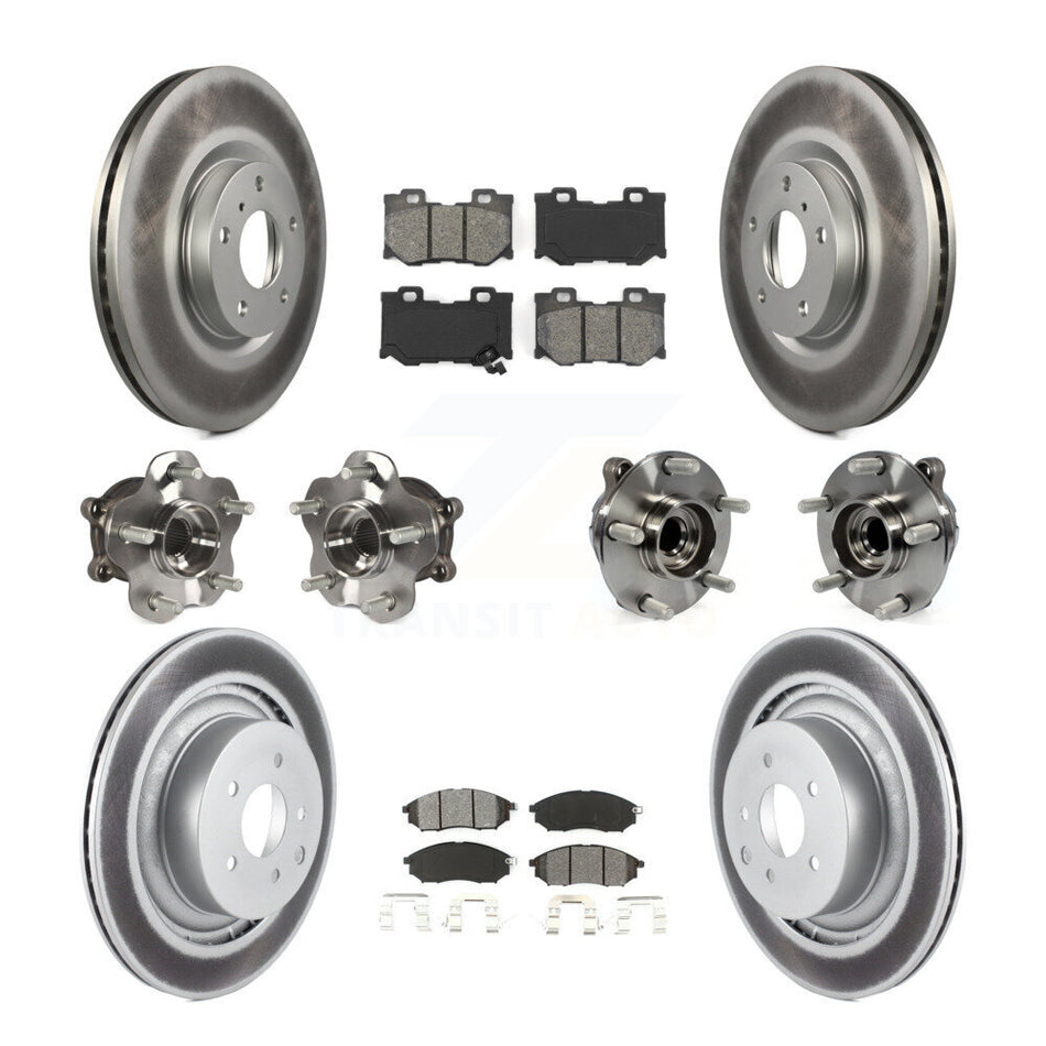 Front Rear Hub Bearings Coated Disc Brake Rotors And Pads Kit (10Pc) For Nissan 370Z KBB-112151