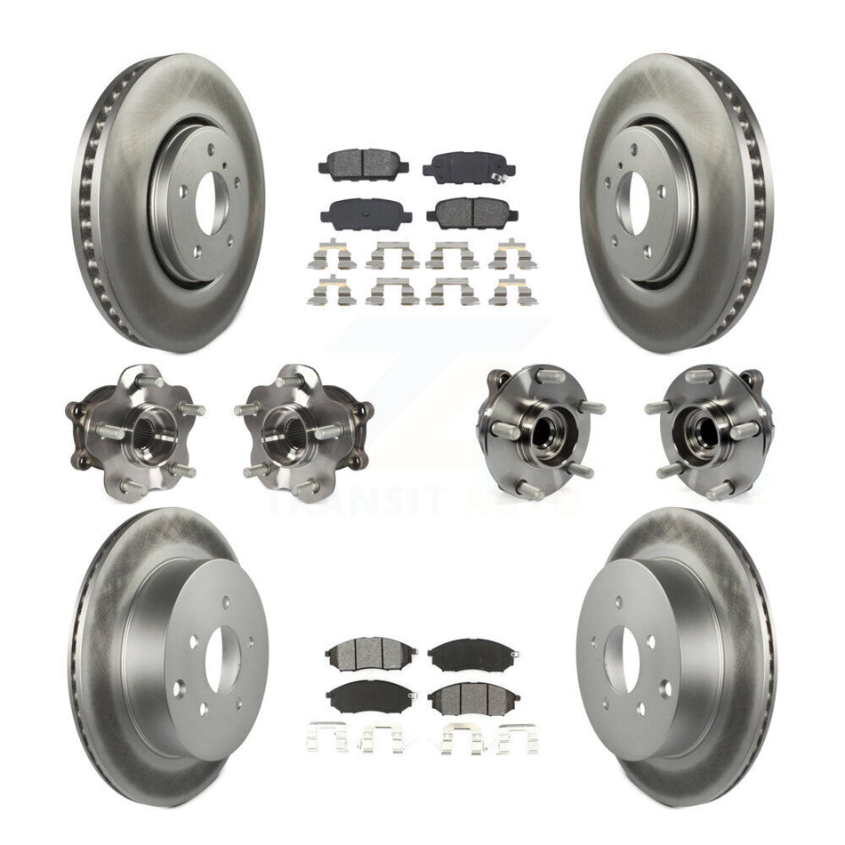 Front Rear Hub Bearings Assembly Coated Disc Brake Rotors And Semi-Metallic Pads Kit (10Pc) For Infiniti FX35 QX70 INFINITI KBB-112152