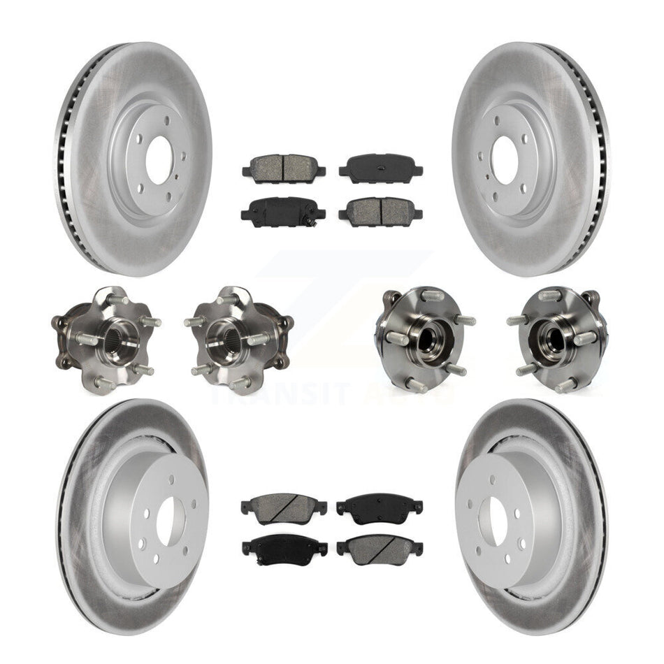 Front Rear Hub Bearings Assembly Coated Disc Brake Rotors And Semi-Metallic Pads Kit (10Pc) For Infiniti G37 G35 Q60 INFINITI KBB-112153