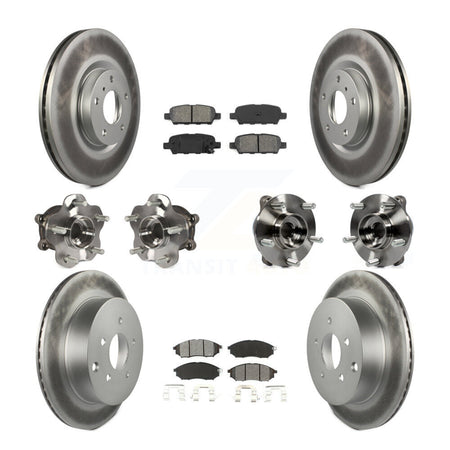 Front Rear Hub Bearing Coated Brake Rotor Pads Kit (10Pc) For 2015-2017 INFINITI QX70 AWD KBB-112159