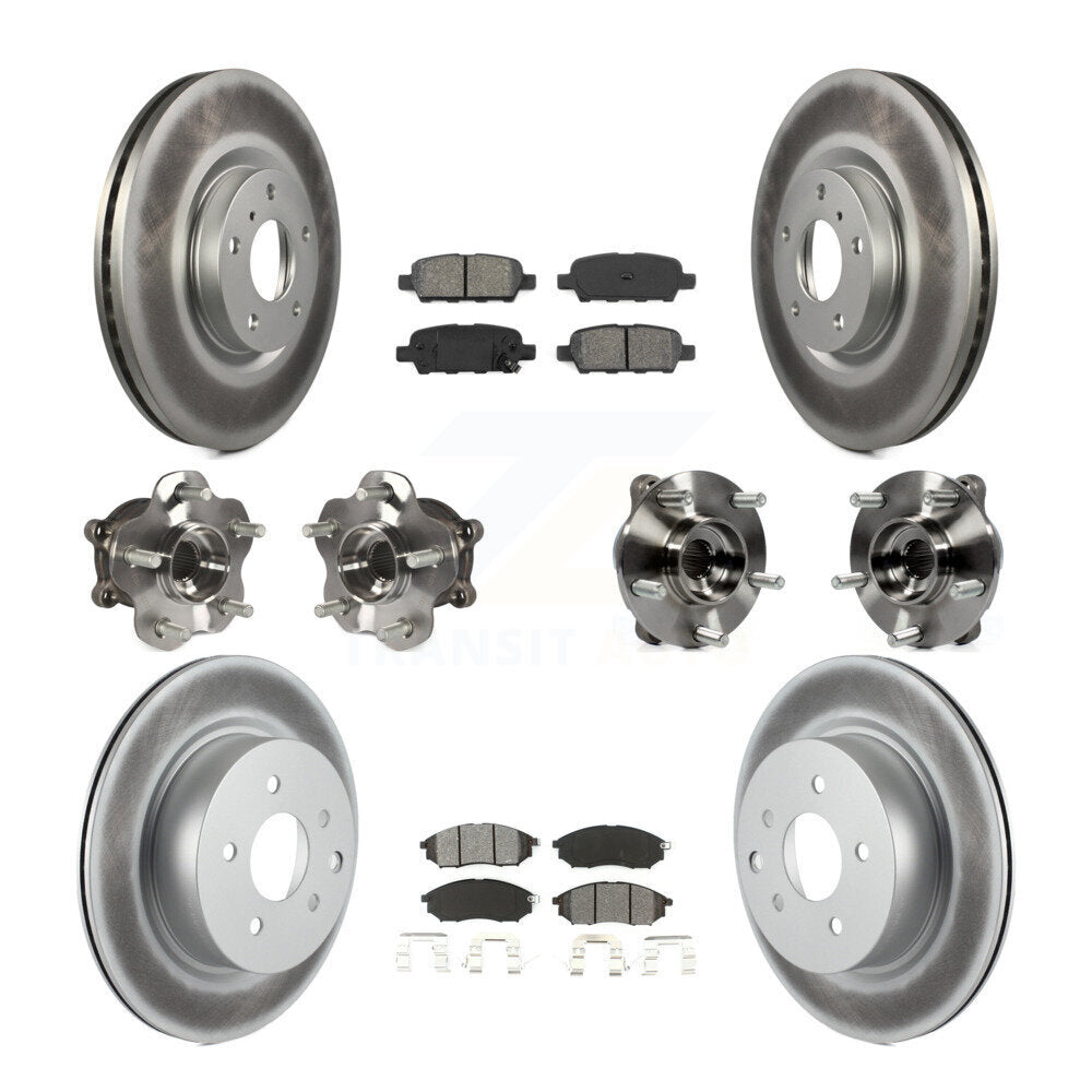 Front Rear Hub Bearing Coated Brake Rotor Pads Kit (10Pc) For INFINITI G37 EX35 QX50 EX37 KBB-112160