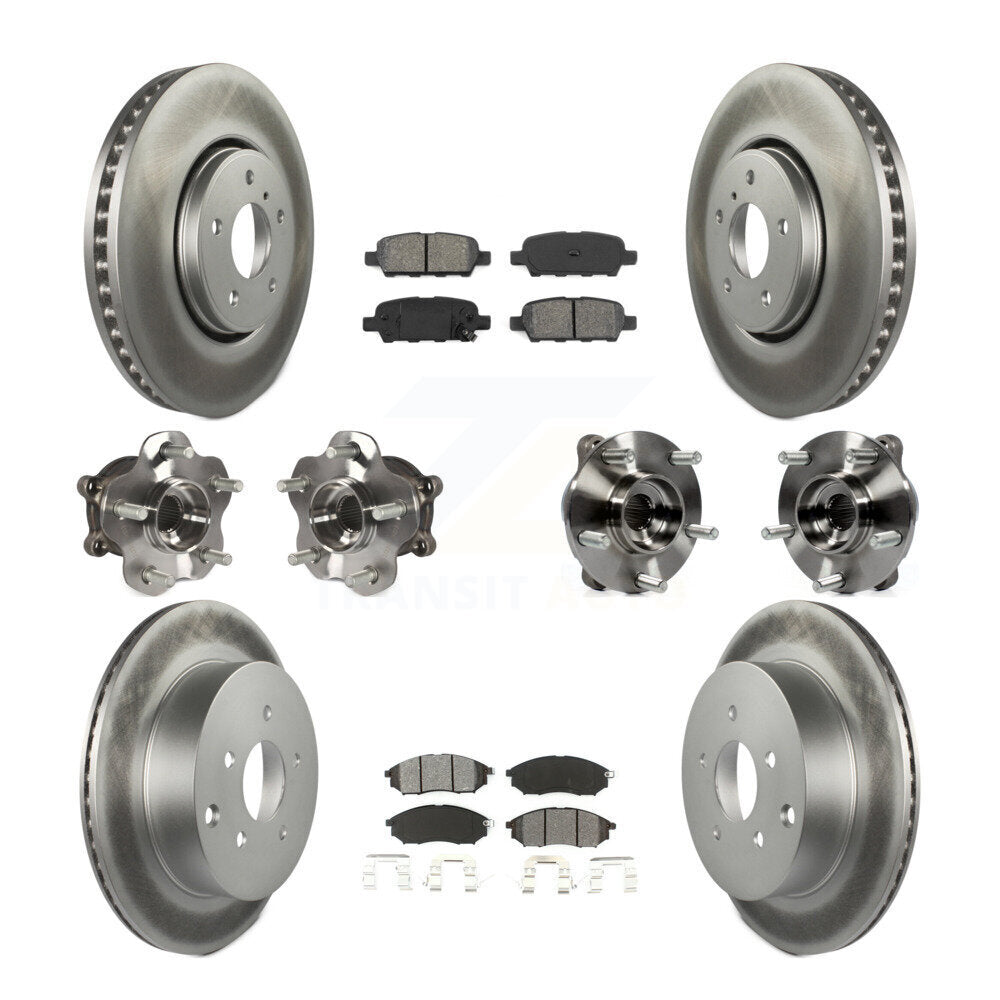 Front Rear Hub Bearing Coated Disc Brake Rotor Pads Kit (10Pc) For INFINITI FX35 FX37 AWD KBB-112161