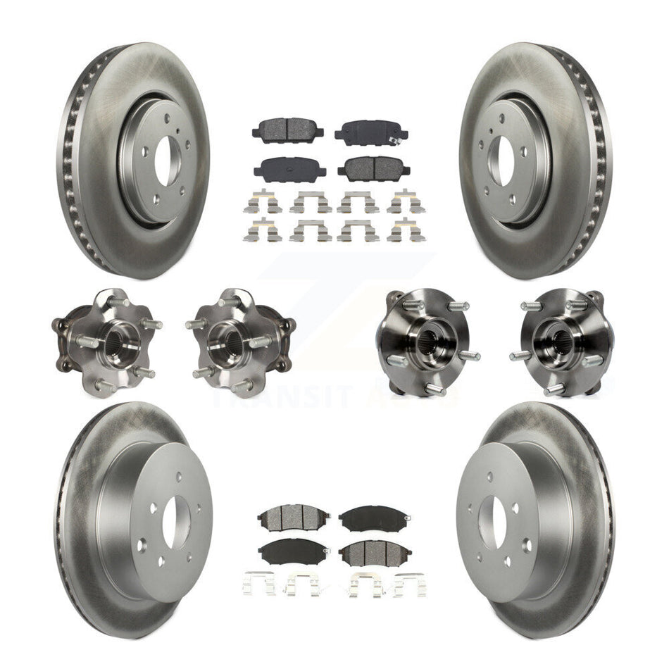 Front Rear Hub Bearing Coated Disc Brake Rotor Pads Kit (10Pc) For INFINITI FX35 FX37 AWD KBB-112161