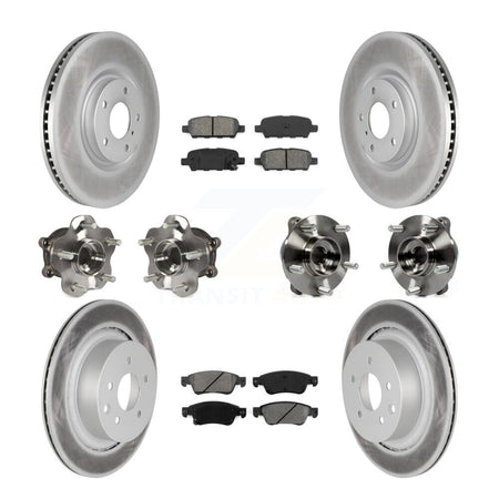 Front Rear Hub Bearings Coated Disc Brake Rotors And Pads Kit (10Pc) For INFINITI G35 Q60 KBB-112162