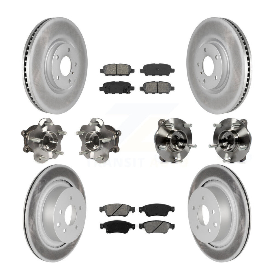Front Rear Hub Bearings Coated Disc Brake Rotors And Pads Kit (10Pc) For INFINITI G35 Q60 KBB-112162