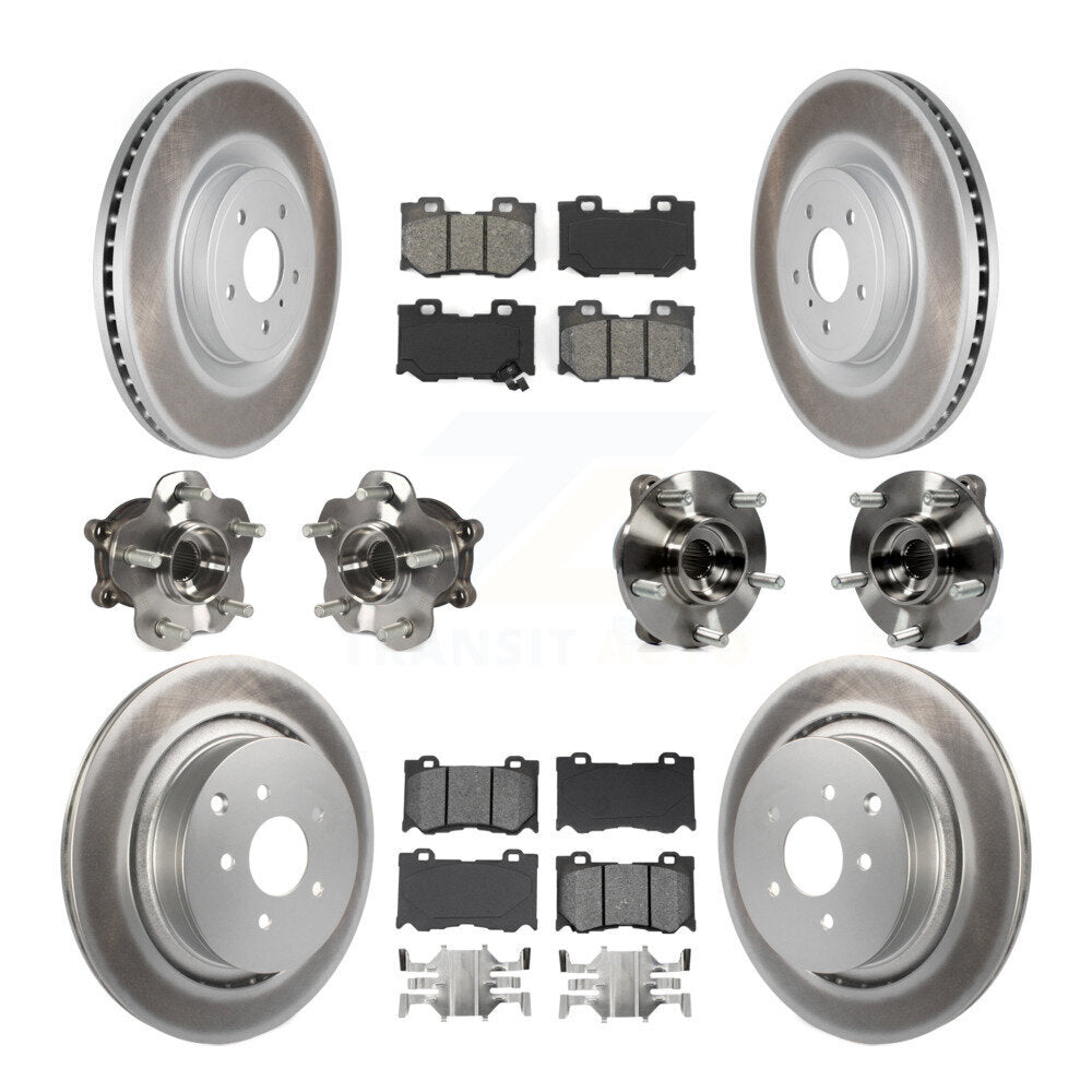 Front Rear Hub Bearings Coated Disc Brake Rotors And Pads Kit (10Pc) For INFINITI FX50 KBB-112164